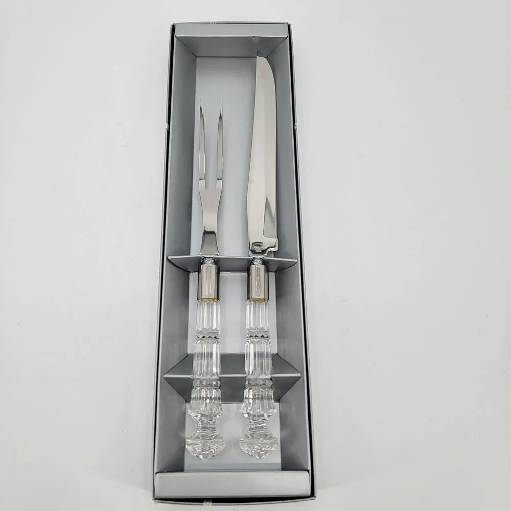 Vintage Toscany Collection 2720 Paris Crystal Handle Carving Set Japan Open Box